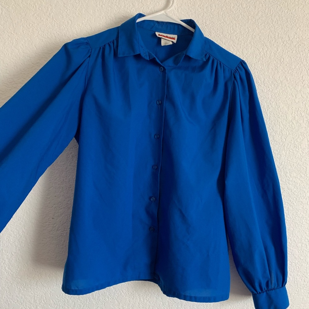 Judy Bond Blue Button Blouse
